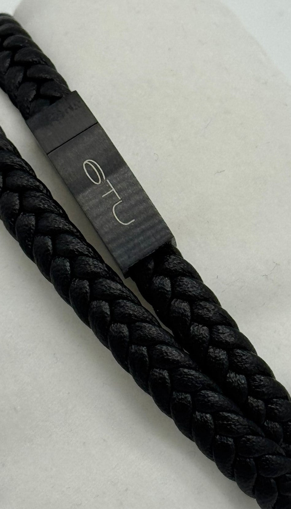 Bracciale nero pelle intrecciata