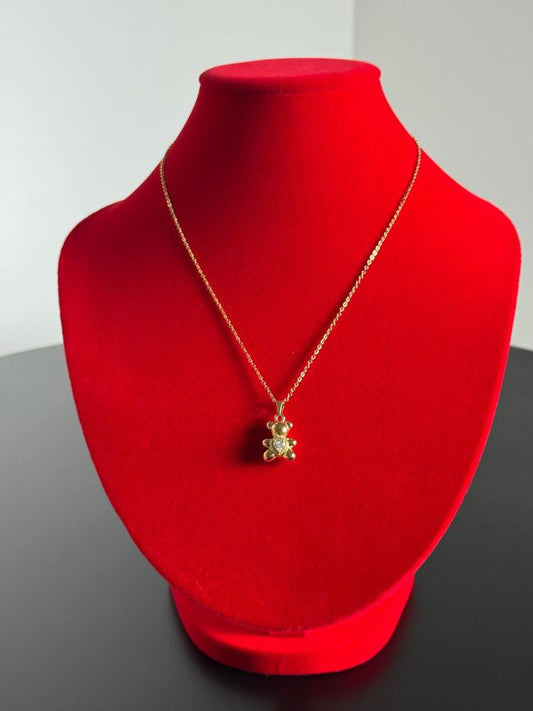Collana con ciondolo ad orsetto dorato
