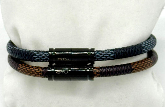 Bracciale in pelle a cordoncino bicolore