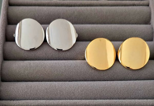 Orecchini bottone oro/argento